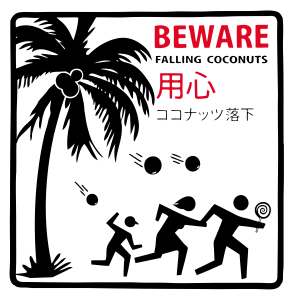 beware falling coconuts sign